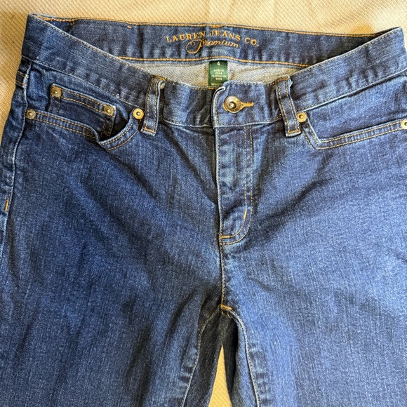 Lauren Jeans Co. Bootcut Stretch Jeans Blue Denim Logo Button Pockets Women Sz 4 - Picture 5 of 14